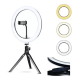 Ring Light Led 20cm Tripé De Mesa Usb Live Celular 3k 4k 6k