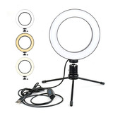 Ring Light Led Mesa Iluminador Pequena Tripé 6 Polegada 16cm Cor Da Estrutura Preto Cor Da Luz Branco quente 110v 220v