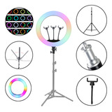 Ring Light Led Rgb 45cm Com Suporte Celular E Tripé 1,60m