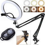 Ring Light Luz Led 26cm Suporte Articulado De Mesa Flexível