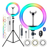 Ring Light Luz Rgb Colorida 26cm 10 Polegadas Tripé 2 10m Cor Da Estrutura Preto Cor Da Luz Rgb Branco 110v 220v