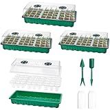 Rinobels Bandejas De Sementes Com Tampas Pacote Com 3 108 Células Propagador De Estufa Para Mudas De Plantas Kit De Bandejas De Sementes Reutilizáveis De Plástico Para Estufa Jardim Verde