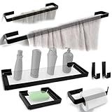 Rio Design99 Kit Acessórios Para Banheiro Peças Quadrado Preto Fosco Alumínio