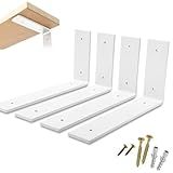 RIO DESIGN99 Mão Francesa 20cm Cantoneira Invertida Branca 4 Unidades Reforçada Industrial Suporte Aço Ferro