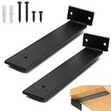 RIO DESIGN99 Mão Francesa 20cm Cantoneira Invisível Preto 2 Unidades Reforçada Industrial Invertida Suporte Aço Ferro Em T