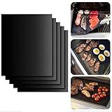 RIVERRAE Tapete Para Churrasco Pacote Com 5 Antiaderente Resistente Fácil De Limpar Reutilizáveis Para Churrasqueira E Assadeira Use Em Carvão Gás E Churrasqueira Elétrica 40 X 33 Cm Preto