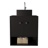 Riverzza Latina Móvel Preto Pia Preto Um Furo Kit Conjunto Gabinete Banheiro Mdf