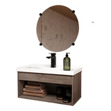 Riverzza Livorno Gabinete Banheiro Kit Armario Suspenso Mdf 60cm Cuba Livorno Cor Da Pia Branco Cor Do Móvel Marrom