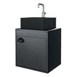 Riverzza Perugia Kit Conjunto Gabinete Banheiro Mdf Pia Cuba Cor Da Pia Branco Cor Do Móvel Preto Quantidade De Furos Para Torneira Um Furo