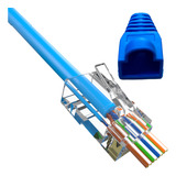 Rj45 Cat5e Macho De Passagem Vazado 10 Unidades Com Capa
