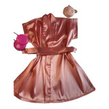 Robe De Cetim Infantil Rosé Pijama