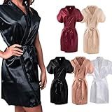 Robe De Cetim Roupão Kimono Cetim Noiva Madrinha Hobby Feminino Debutante BR Alfa M Regular Regular Preto 