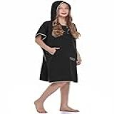Robe De Praia Flyily Com Capuz E Toalha Para Mudar De Roupa De Surfe Mangas Ajustáveis Surfe Natação Preto Pequeno Adequado Para Crianças De 8 A 13 Anos