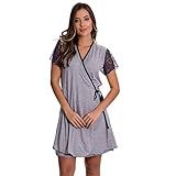 Robe Em Viscolycra Hobbie Feminino Confortável Manga Curta Moda De Baixo ES221 GG CINZA AZUL MARINHO