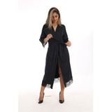 Robe Feminino Hobby Noiva Manga 3 4 Roupão Banho Microfibra