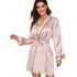 Robe/hobby De Cetim Toque De Seda Mangas Longas E Viés Rosa