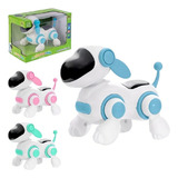 Robo Cachorros Dog Anda Com Som E Luz Cachorrinho Bebê Cor Azul Personagem Cachorro