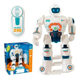 Robô Zig Educativo Infantil Brinquedo Anda Dança Ensina Inglês 25 Funções Top   Cor Branco