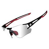 RockBros Óculos De Sol Fotocromáticos De Ciclismo Para Homens E Mulheres óculos De Proteção UV- Preto E Vermelho- Regular