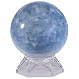 Rockcloud Bola De Cristal Celestite Azul Natural Com Suporte De Acrílico Polido Escultura De Esfera Decorativa Para Adivinhação- 6 A 7 Cm