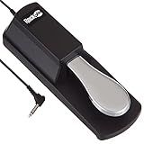RockJam Pedal De Sustentação Universal Para Teclados Eletrônicos E Pianos Digitais Com Interruptor De Polaridade- Parte Inferior De Borracha Antiderrapante E Cabo De 1-8 M