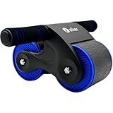 Roda Abdominal Sistema De Rebote Automático Suporta Até 100kg Rolo 2 Rodas Largas Estabilidade E Resistência Com Apoio Para Joelhos Azul 