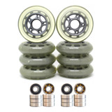 Rodas Patins Inline Roller 80mm 82a Creme Abec 15 Jogo