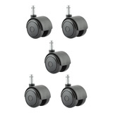 Rodízio Com Roda 50mm Em Pu Preto Anti risco Kit 05 Peças