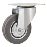 Rodízio Roda Giratório Borracha Cinza 4 101mm 60kg Leve