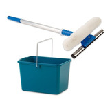 Rodo Limpa Vidros Bralimpia Com Cabo 50cm E Balde Multiuso