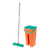 Rodo Mágico Flat Mop Balde Esfregão Refil Cor Laranja
