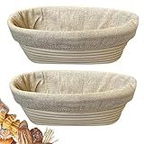 RoEsha Conjunto De 25 4 Cm De Cesta Oval Para Pão Banneton Proofing Basket De 25 4 Cm Kit De Assar Pão Para Pão Artesanal Ferramentas Para Fazer Pão Para Padeiros Profissionais E Caseiros 25 4 Cm Ovais 2 Unidades 