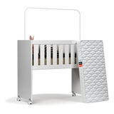 Rofemar Moveis Mini Berço Com Colchão E Suporte Mosquiteiro Infantil Kids Criança Quarto 94cm X 80cm Cor Branco