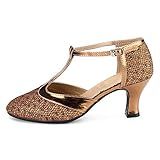 ROGMUJEN Sapatos De Dança Femininos Latinos Para Prática De Salão De Dança Com Bico Fechado Tango Salsa Vestido De Festa Sapatos De Dança Escarpim Café Salto De 5 6 Cm 2 16 Modl309 7 5