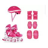 Roller Infantil Rosa Capacete Luva Joelheira Cotov 34 37 Mor