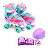 Roller Patins Infantil Feminino 4 Rodas Quad Classico Menina