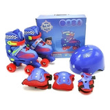 Roller Patins Infantil Quad 4 Rodas Capacete Kit Proteção