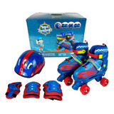 Roller Patins Infantil Quad 4 Rodas   Capacete Kit Proteção