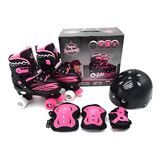 Roller Patins Infantil Quad 4 Rodas Capacete Kit Proteção