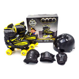 Roller Patins Infantil Quad 4 Rodas   Capacete Kit Proteção