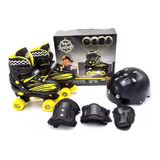 Roller Patins Infantil Quad 4 Rodas Kit Proteção Capacete