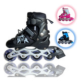 Roller Patins Inline Pró Ajustável 35 38 Rodas Led Silicone