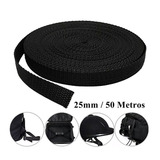 Rolo De Fita Cinta 25mm 50 Metros Faixa Preta Promoção