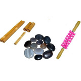 Rolo De Massagem Turbinada Kit Bambu Kit Pedras