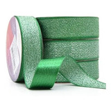 Rolo Fita De Cetim Lurex Brilho 22mm 10 Metros P  Laços Arte Cor Verde Bandeira