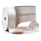 Rolo Fita De Cetim Lurex Brilho 22mm 10 Metros P Laços N 5 Cor Champanhe