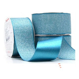 Rolo Fita De Cetim Lurex Brilho 38mm 10 Metros P Laços Arte Cor Turquesa