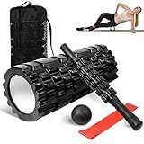 Rolo Massagem Liberação Miofascial Kit Rolo De Liberação Miofascial 4 Em 1 Foam Roller Com Bastão Rolinho Faixa De Alongamento 1 Bolas De Massagem E Sacola De Transporte Faixa Auxiliar De Puxar
