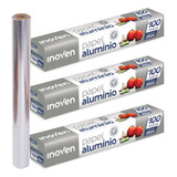 Rolo Papel Alumínio 30 Cm X 100 Mts Grandes Assados Kit 3 Un