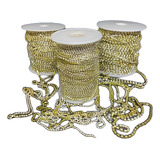 Rolo Strass Cristal Pp14 50 Metros Dourado